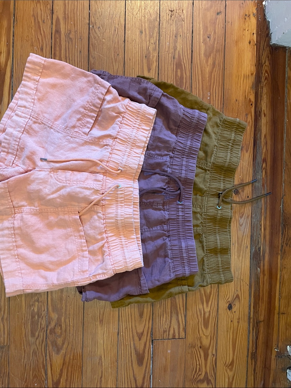 Athleta Women's Cabo Linen Shorts Trio - Peach, Maeve, and copper